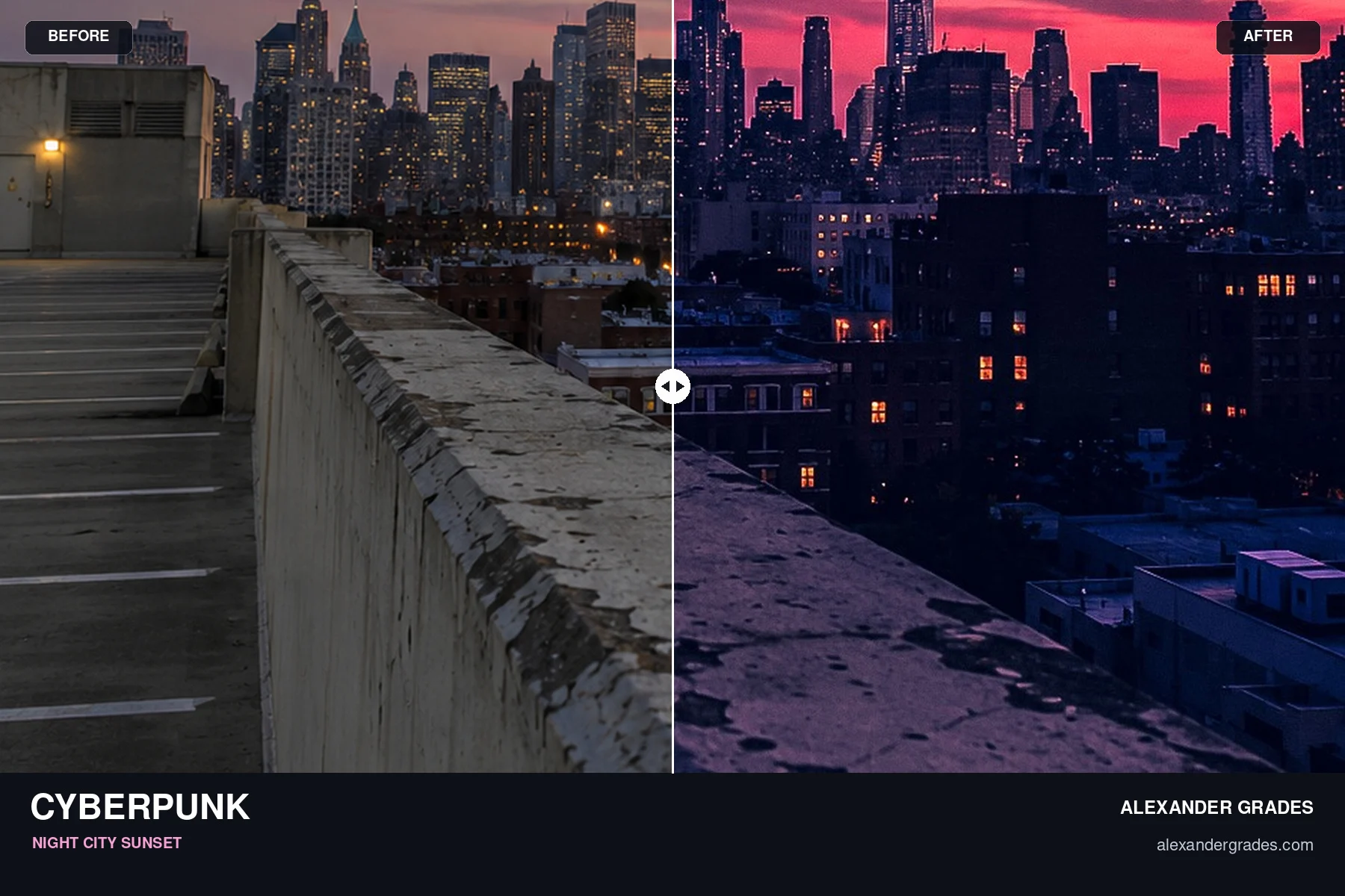 A different kind of blue hour: before and after photo edit